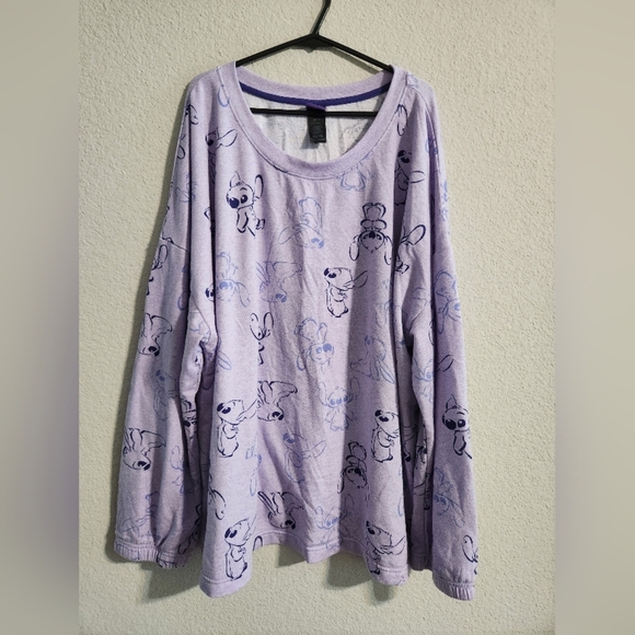 Disney Stitch Women’s Long-sleeve Pajama Set Purple size XL - Picture 2 of 5